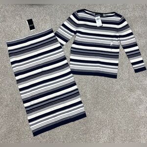 Ralph Lauren Navy & White Striped Sweater and Skirt